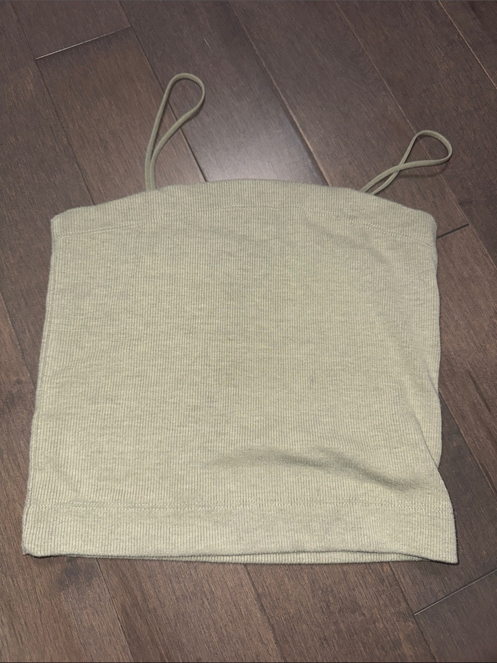 American Eagle Outfitters Cream Ribbed Spaghetti Strap Crop Top